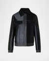 Akris Gemini Calf Shearling And Leather Trucker Jacket In Black