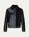 Akris Gemini Calf Shearling And Leather Trucker Jacket