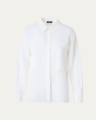 Akris Geometric Paneled Cotton Button-down Shirt In White