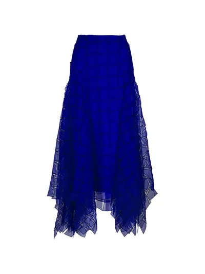 Akris Geometric-pattern Asymmetric Maxi Skirt In Blue