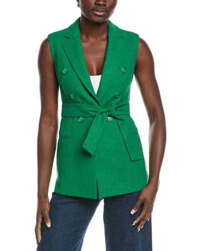 Akris Georgia Linen & Wool-blend Waistcoat In Green