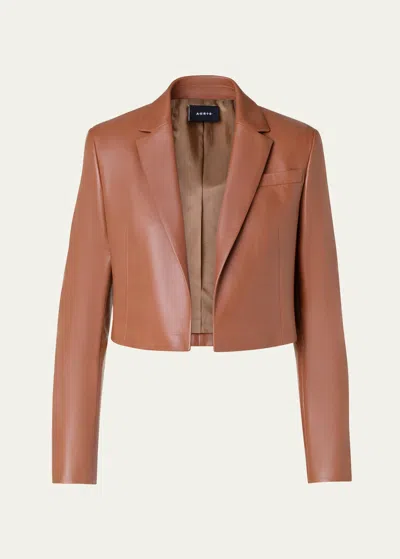 Akris Gian Leather Short Jacket In Vicuna