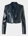 Akris Gian Open-front Short Leather Jacket In Blue