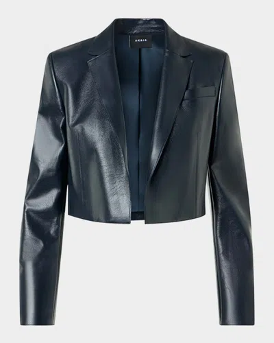 Akris Gian Open-front Short Leather Jacket In Blue