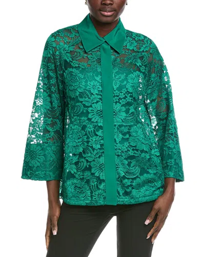 Akris Gina Lace Silk-trim Shirt In Green