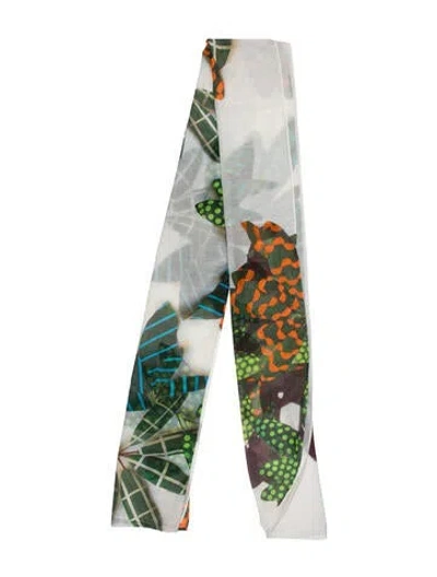 Pre-owned Akris Glitter Graphic Print Scarf In White