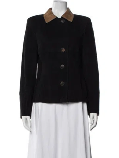 Pre-owned Akris Goat Leather Blazer In Black
