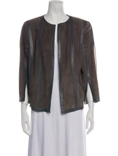 Pre-owned Akris Goat Leather Jacket In Brown