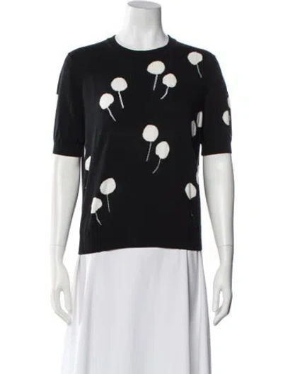 Pre-owned Akris Graphic Print Crew Neck Top In Black