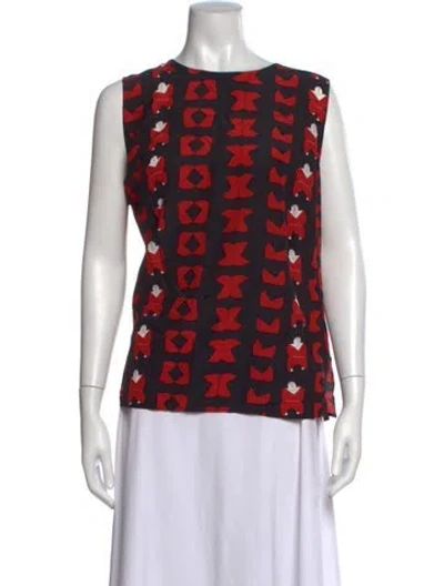 Pre-owned Akris Graphic Print Crew Neck Top In Red