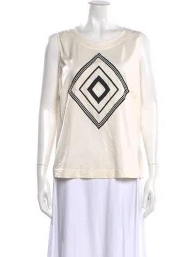 Pre-owned Akris Graphic Print Crew Neck Top W/ Tags In Neutral