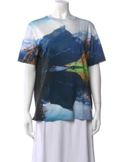 Pre-owned Akris Graphic Print Crew Neck T-shirt In Blue