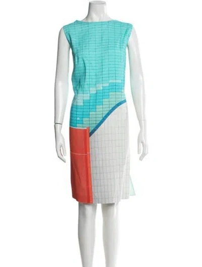 Pre-owned Akris Graphic Print Knee-length Dress In Blue