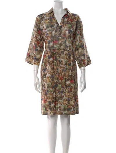 Pre-owned Akris Graphic Print Knee-length Dress In Neutral