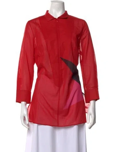 Pre-owned Akris Graphic Print Long Sleeve Top In Red