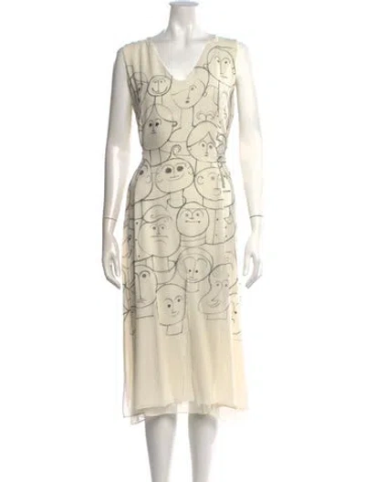 Pre-owned Akris Graphic Print Midi Length Dress In Neutral