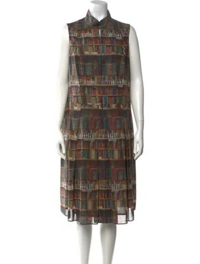 Pre-owned Akris Graphic Print Midi Length Dress In Neutrals
