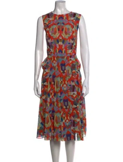 Pre-owned Akris Graphic Print Midi Length Dress In Orange