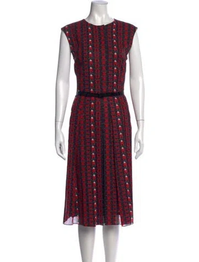 Pre-owned Akris Graphic Print Midi Length Dress In Red