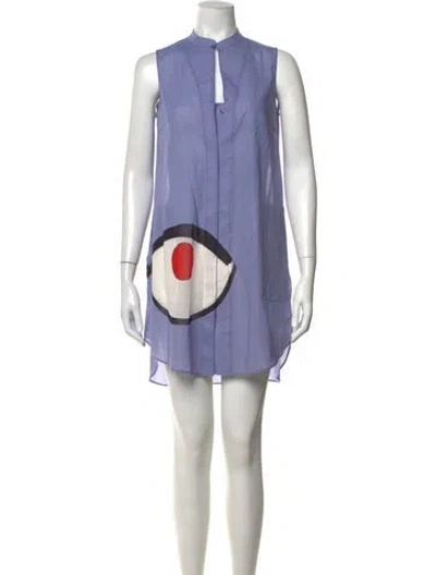Pre-owned Akris Graphic Print Mini Dress In Purple