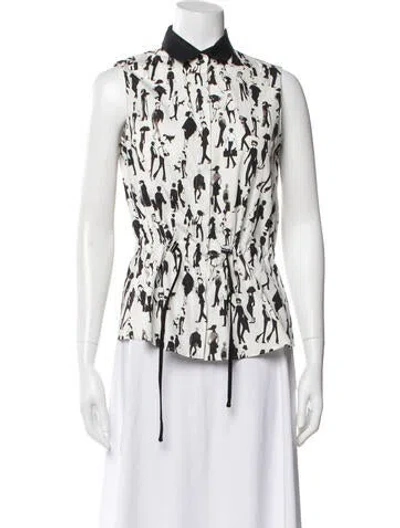 Pre-owned Akris Graphic Print Sleeveless Blouse In Neutral