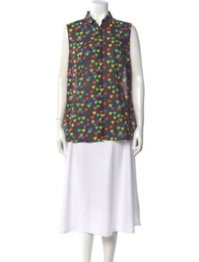 Pre-owned Akris Graphic Print Sleeveless Button-up Top In Multi