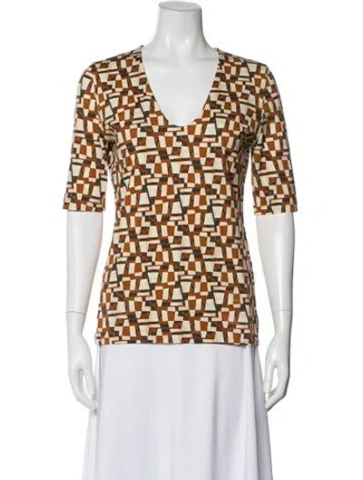 Pre-owned Akris Graphic Print V-neck Top In Neutral