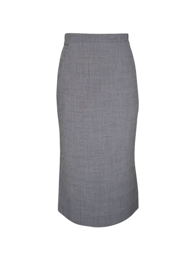 Akris 체크 미디 스커트 In Gray