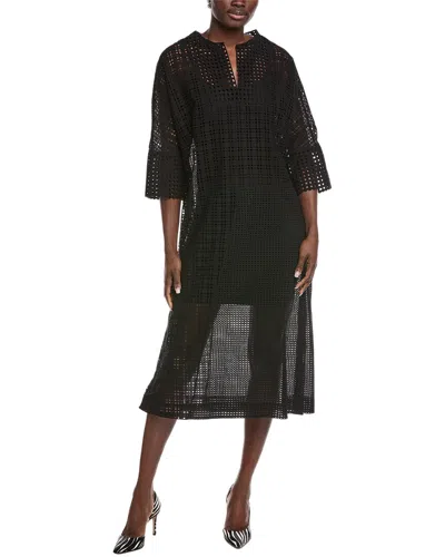 Akris Grid Lace Midi Dress In Black