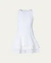 Akris Grid Organza Layered Short Dress In Ecru