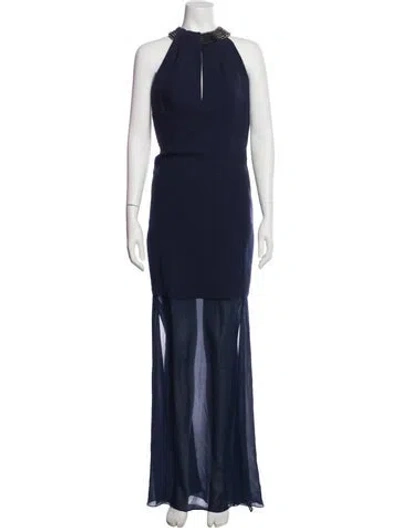Pre-owned Akris Halterneck Long Dress In Blue