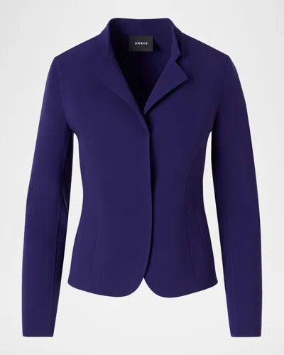 Akris Hamer Bi-stretch Wool Double-face Short Jacket In Blue