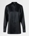 Akris Hammered Silk-wool Button-down Shirt In Black