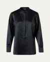Akris Hammered Silk-wool Button-down Shirt In Black