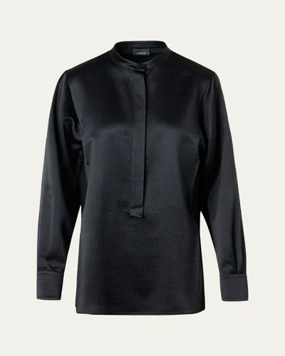 AKRIS HAMMERED SILK-WOOL BUTTON-DOWN SHIRT