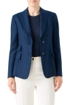 Akris Hans Herringbone Cashmere Blazer In Blue