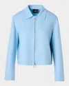 Akris Harmony Cropped Cashmere Zip Front Jacket In Blue