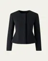 Akris Harrison Wool Single-breasted Collarless Jacket In Black