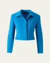 Akris Helios Wool Slim Short Jacket In Blue