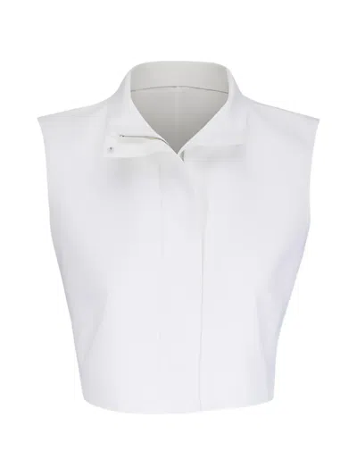 Akris Hester Cropped Sleeveless Short Vest In White