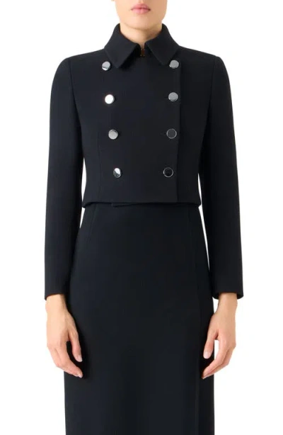 Akris Hevan Double Breasted Wool Crepe Jacket In Black