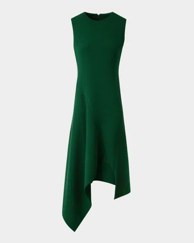 Akris High-low Wool Crepe Midi Dress In Pine Green
