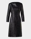 Akris High-neck Sequin Jersey Long-sleeve Dress In Black