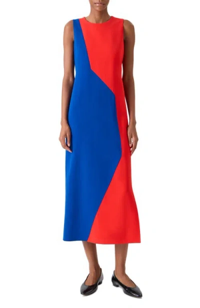 Akris High Plains Colorblock Wool Blend Sheath Dress In Red