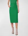 AKRIS HIGH-WAIST LINEN-WOOL SIDE SLITS MIDI PENCIL SKIRT