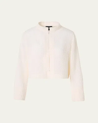 Akris Hockney Fringed Techno Short Bolero Jacket In White