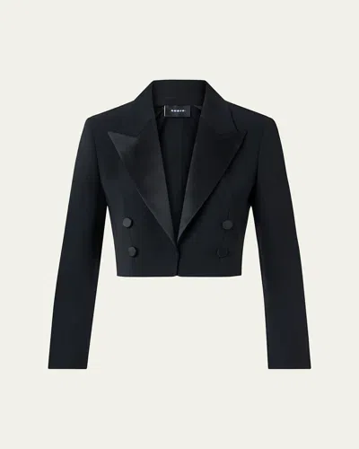 Akris Holly Double-breasted Crop Tuxedo Jacket In Black
