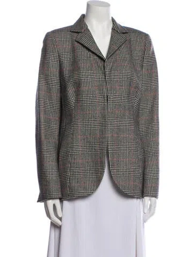 Pre-owned Akris Houndstooth Print Blazer In Black