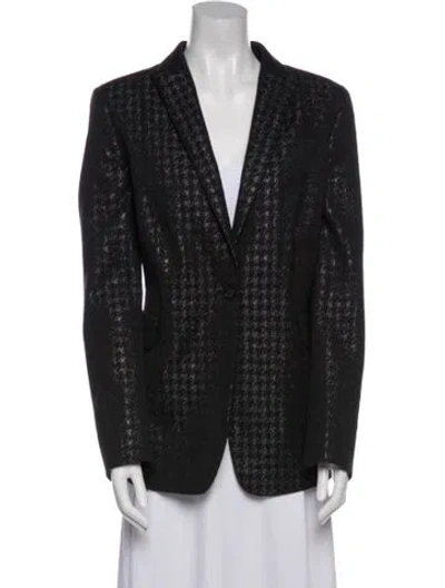 Pre-owned Akris Houndstooth Print Blazer In Black