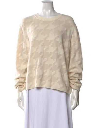 Pre-owned Akris Houndstooth Print Crew Neck Sweater In Neutrals